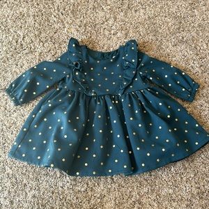 Carter’s teal dress with gold polkadots size 6 months brand new without tags